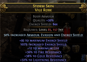 Vile Robe 844 ENERGY SHIELD 30% + FIRE/COLD/LIGHTNING TRIPLE RESISTANCE PERFECT BODY ARMOUR - image