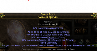 VOLANT QUIVER FIRE DMG 40% BOW SKILL DMG 30% PROJ SPEED 28% CRIT CHANCE 32 DEX 23% CRIT DMG BONUS - image