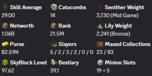 ✅❗️Solo-Coop | 97 SB lvl | 29.00 AVG | Cata 14 | 1.06B NW | Full accept | Hypixel SkyBlock❗️✅ - image