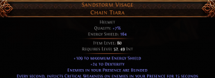 RISE OF THE ABYSS Sandstorm Visage Chain Tiara UNIQUE HELMET LVL 52 REQ Enemies in your Presence are - image