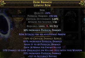 RISE OF THE ABYSSAL INSANE 504 MAX DAMAGE GEMINI BOW 19% CRIT DMG 36 MANA PER KILL ONSLOUGHT - image