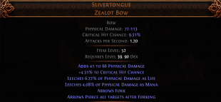 RISE OF THE ABYSS Slivertongue Zealot Bow UNIQUE BOW LVL 39 REQUIRED RANGER BOW HUNTRESS BOW AMAZON - image