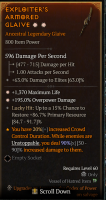 800 Legendary Glaive (195% Overpower Damage - 1370 Maximum Life) and one random stat - image