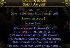 FALLING THUNDER MONK AMULET +3 MELEE SKILLS  54% EVASION 44% E.SHIELD 31% CRIT CHANCE 37% CRIT DMG - image