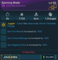 ⭐[MODDED] L50 SPINNING BLADE (GRENADE) - JUGGLER - 25% GUN FR - 50% GUN CDMG - 50% GUN MAG SIZE!⭐ - image