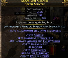 RISE OF THE ABYSSAL ARMOUR+ES CHEST 130 LIFE 44 SPIRIT 33 INT 40% FIRE 32% COLD RES +1 ALL MAX RES - image