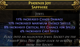 4 POINT CASTER JEWEL CHAOS DMG + CASP SPEED + % ENERGY SHIELD + CRIT CHANCE WITH SPELLS BLOOD MAGE - image