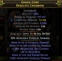 849 DPS DESOLATE CROSSBOW LIGHT DMG CRIT CHANCE 29 DEX 37 LIFE PER KILL WITCH MERCENARY RANGER DEADE - image
