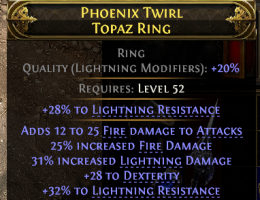 RISE OF THE ABYSSAL RING FIRE DMG + %25 FIRE DMG 31% LIGHTNING DMG 28 DEX 60% LIGHTNING RESIST - image
