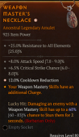GA COOLDOWN REDUCTION AMULET WITH CRITICAL STRIKE CHANCE AND ATTACK SPEED - image