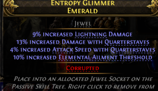 RISE OF THE ABYSSAL INVOKER MONK JEWEL 9% LIGHTNING DMG 13% DMG WITH QUARTERSTAVES 4% ATTACK SPEED - image