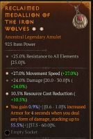 Move speed 2 GA amulet with resource cost reduction Top Meta Build - image