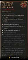 3GA Tal Rasha's Iridescent Loop (21/25) ✷13.2% Cooldown Reduction ✷4 Potent Warding ✷12% Lucky Hit C - image
