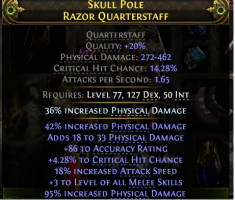610 DPS FALLING THUNDER INVOKER MONK QUARTERSTAFF 4 CRIT CHANCE 16% ATTACK SPEED +3 MELEE SKILLS - image
