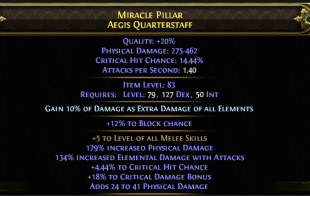 QUARTERSTAFF PHYSICAL+130% ELEMENTAL DMG + CRIT CHANCE+ CRIT BONUS + 5 MELEE SKILLS INVOKER WEAPON - image
