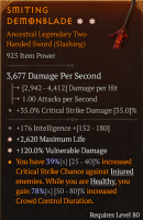 DOUBLE GREATER AFFIX TWO-HANDED SWORD GA MAXIMUM LIFE GA VULNERABLE DAMAGE INTELLIGENCE  2 GA 2H SWO - image