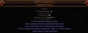RISE OF THE ABYSSAL Apep's Supremacy UNIQUE FOCUS LVL 33 REQ SORCERESS FOCUS WITCH FOCUS - image
