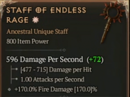 800 IP 1GA Staff of Endless Rage - random stats - Season 9 - image