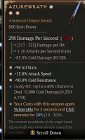 3GA Azurewrath (Max Aspect) ✷98 All Stats ✷15% Attack Speed ✷90% Cold Resistance - image