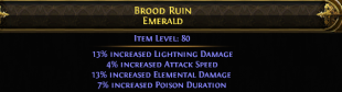 RARE JEWEL ATTACK SPEED - LIGHTNING DAMAGE - ELEMENTAL DAMAGE LIGHTNING ARROW RANGER JEWEL - image