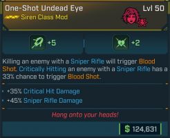 ⭐L50 ONE-SHOT UNDEAD EYE +5 BLOOD SHOT, +2 GRAVE VITALITY, +35% CRIT DMG, +45% SNIPER DMG⭐ - image