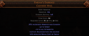 RISE OF THE ABYSSAL Pariah's Embrace UNIQUE CHEST LVL 26 REQ 50 SPIRIT CHEST REDUCES MANA COSTS - image