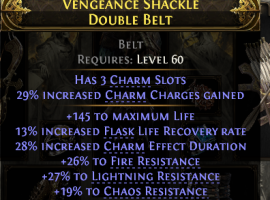 RISE OF THE ABYSSAL INSANE BELT 3 CHARM SLOT 145 LIFE 26% FIRE RES 27% LIGHTNING RES 19% CHAOS RESIS - image
