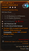 3GA Ring + Intelligence/ Maximum Life/ Critical Strike Damage  (apamc) - image