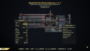 [PC] Bloodied Ultracite Gatling Laser (+25% Weapon Speed / 90% reduced weight) B2590 - image
