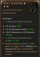 3GA Yen's Blessing (54/60) ☆98 All Stats ☆34.5% Movement Speed ☆30% Resistance to All Elements - image