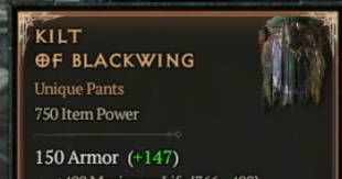 Kilt of Blackwing 750 IP Season 10 - image