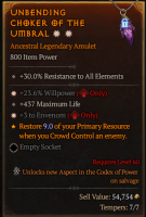 S9- 2GA Amulets +  Willpower / Maximum Life / +3 to Envenom (apamc) - image