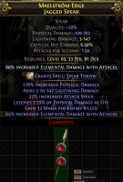 555 DPS JAGGED SPEAR 125% ELEMENTAL DAMAGE LIGHTNING DMG 21% ATTACK SPEED LIFE + MANA LEECH AMAZON - image