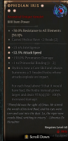 3GA Ophidian Iris (93/100) ✷150% Pyromancy Damage ✷22.5% Attack Speed ✷23.6% Intelligence - image