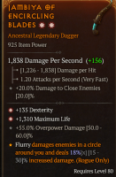 DOUBLE GREATER AFFIX DAGGER DEXTERITY MAXIMUM LIFE OVERPOWER LVL 80 REQ - image