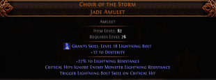 RISE OF THE ABYSS Choir of the Storm UNIQUE AMULET LVL 78 REQ BUFFS ALOT LIGHTNING CHARACTERS AMULET - image