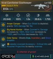 ⭐[MODDED] L50 GOALKEEPER - 810k DPS - BIG NAME HUNTER + COLOR SPRAY - 9.6/s F.RATE - 1.755 MAG SIZE⭐ - image