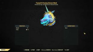 Buy Fasnacht Glowing Unicorn Mask in FALLOUT 76 Items - Offer #2628589708