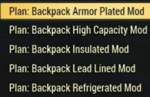 Buy All 5 backpack mods plans [arm in FALLOUT 76 Items - Offer #2629663483