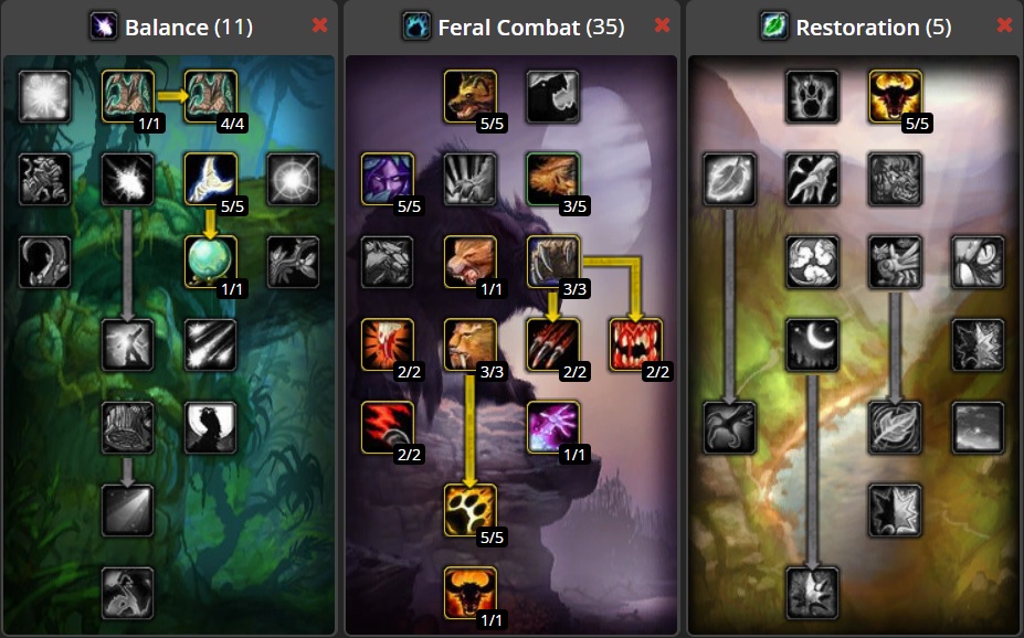 Talent allocation for DPS/Tank Hybrid Feral Druid Build