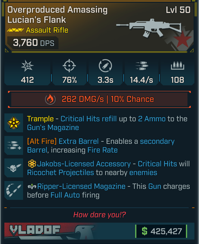 Lucian's Flank Legendary Assault Rifle